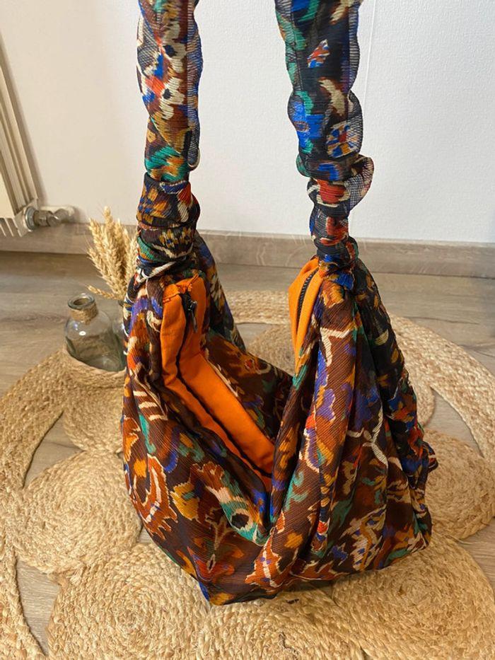 Sac à main fantaisie orange et marron - photo numéro 3