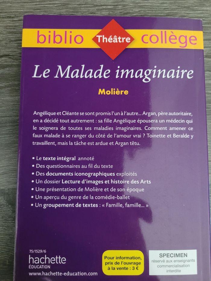 Le malade imaginaire biblio collège moliere hachette - photo numéro 2