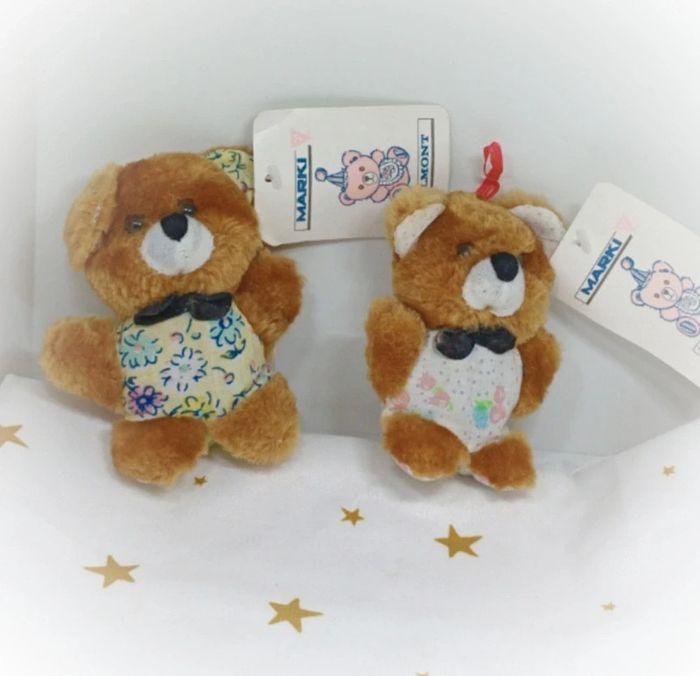 Petit mini small little brun marron Brown Ours peluche Teddy Bear tissu Marki Valmont mf 70 80 - photo numéro 1