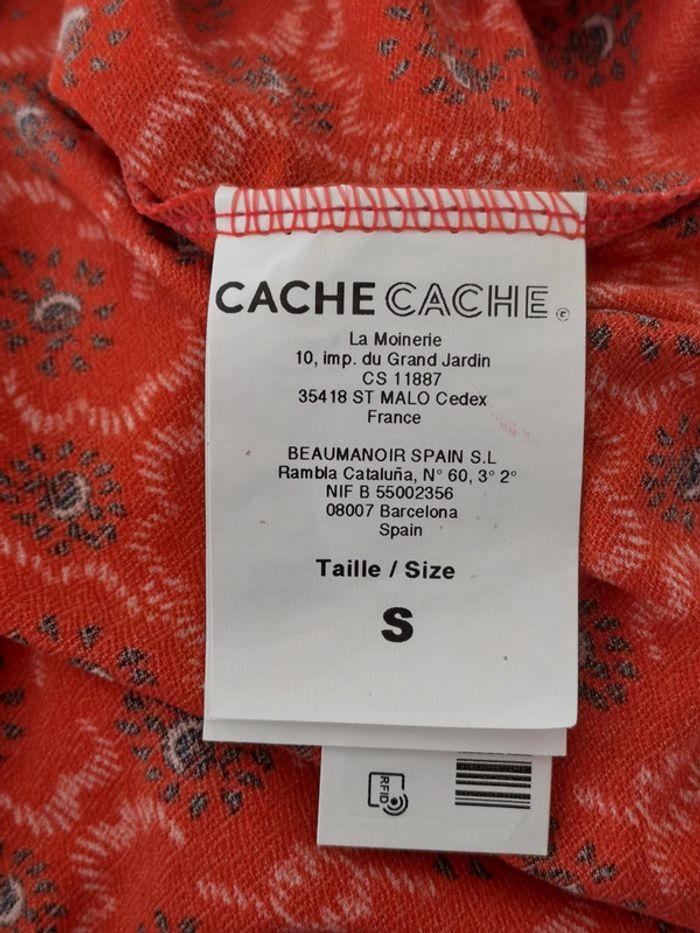 Blouse manches courtes col en V effet boule orange à motif Marque cache cache taille S - photo numéro 5