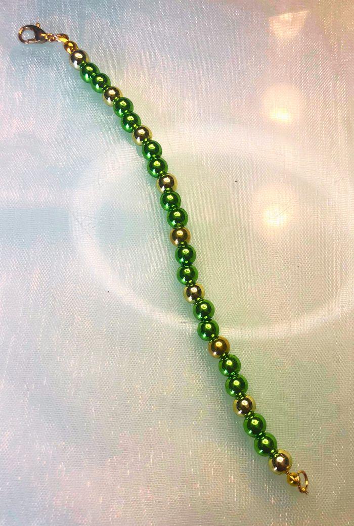 Lot de 3 bracelets avec perles 6mm – Vert Doré, Vert Argenté, Vert Rouge Doré - photo numéro 5