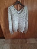 Pull maille blanc chiné