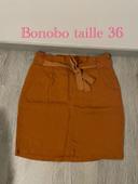 Jupe taille haute orange rouille avec ceinture bonobo taille 36