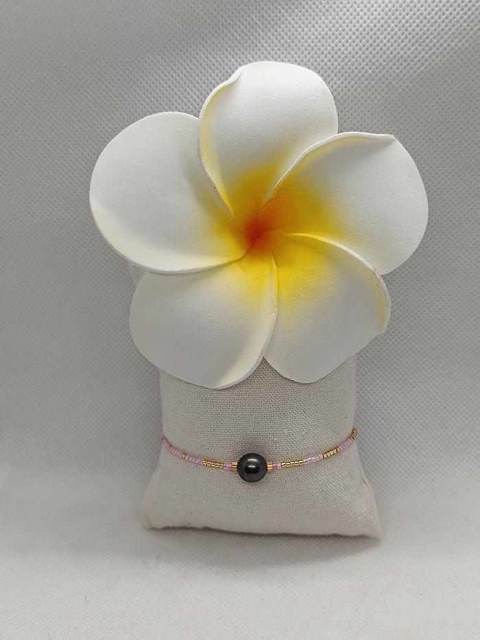 Bracelet perles Miyuki perle de Tahiti rose - photo numéro 3