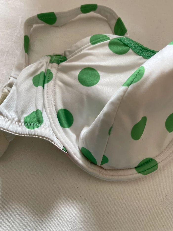 Soutien gorge blanc à pois vert 90C - photo numéro 4