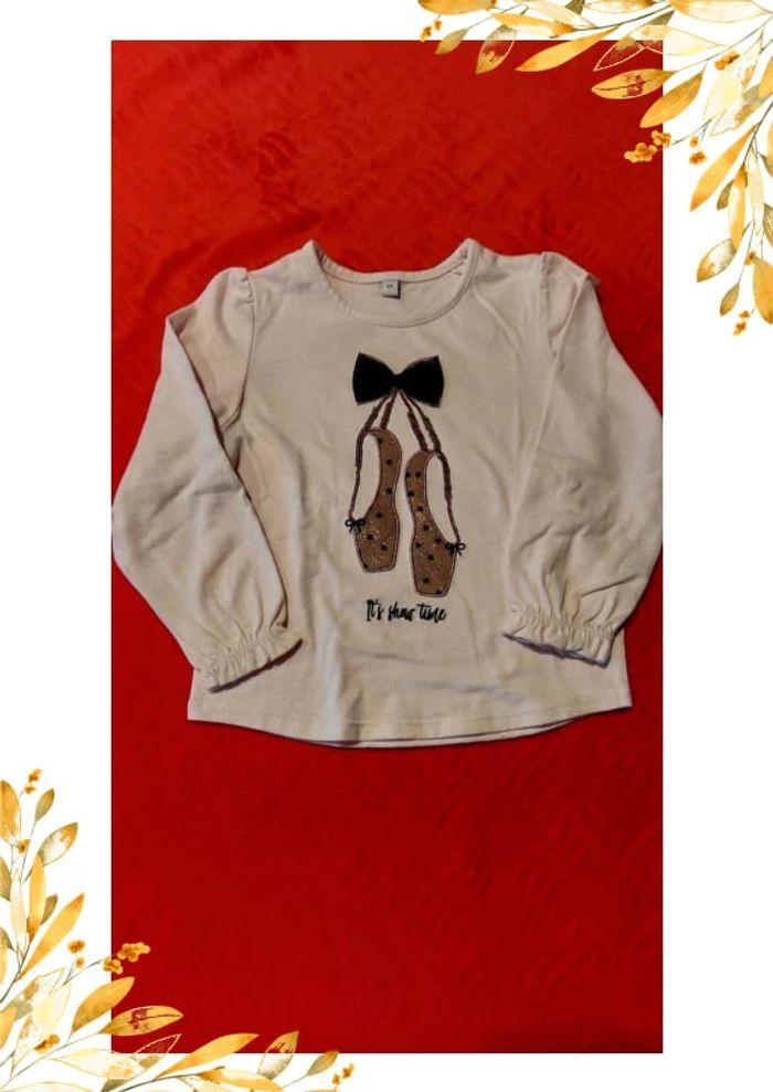 Tee-shirt fantaisie chaussons danse fille 4 ans - photo numéro 1