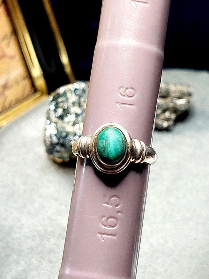 Magnifique bague ancienne taille 50 argent et malachite - photo numéro 8