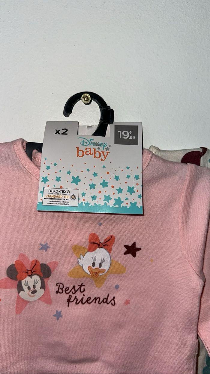 Lot de 2 Pyjama bébé fille Minnie mouse 3 mois rose  disney Disneyland - photo numéro 2