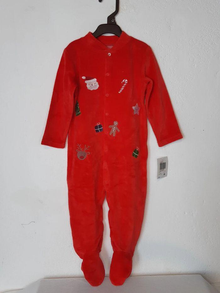 pyjama grenouillère Gigotière mixte Noël velours éponge rouge taille 80 cm 12-18 mois - photo numéro 1