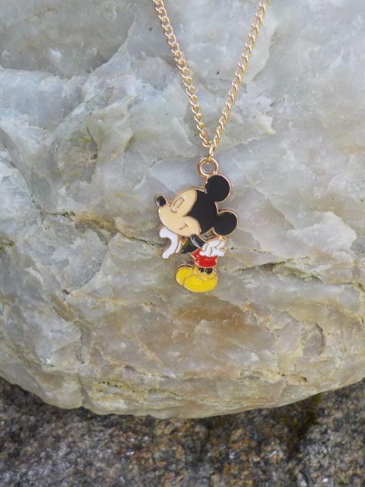 COLLIER FINE CHAINETTE DOREE AVEC PENDENTIF MICKEY DE PROFIL NEUF - photo numéro 1