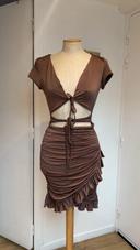 Robe sexy I am Gia taille XS avec lien moulante marron