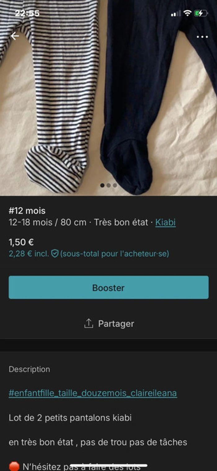 🛑 lot de 2 pantalons kiabi 12 mois 🛑 - photo numéro 4