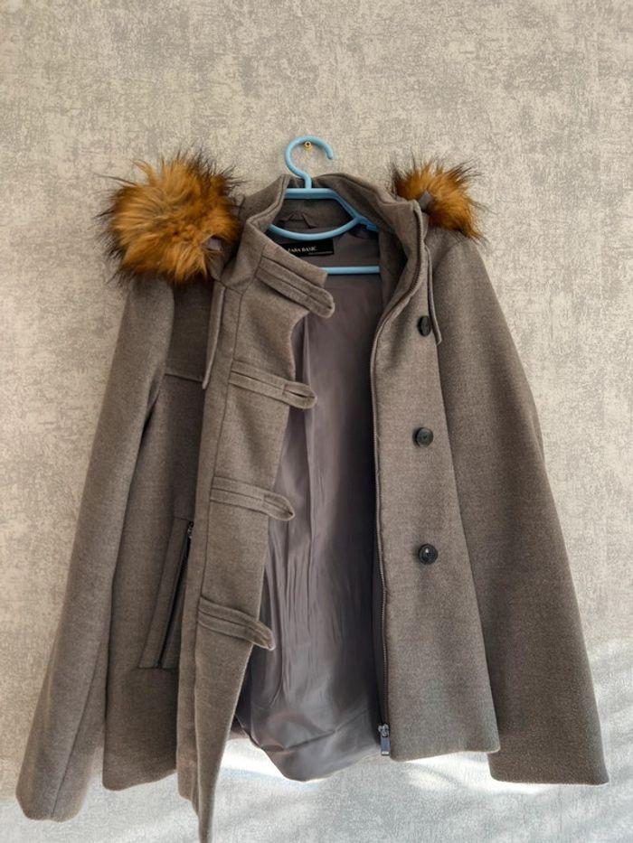 manteau gris clair zara à capuche - photo numéro 1