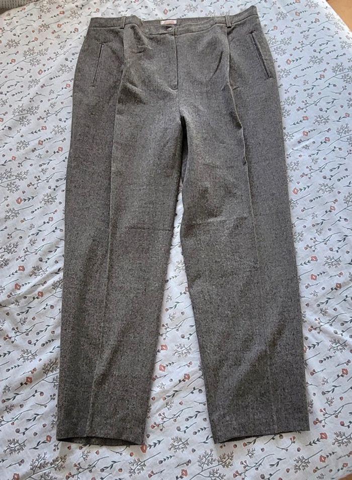 Pantalon tailleur gris droit Vintage Damart - photo numéro 1