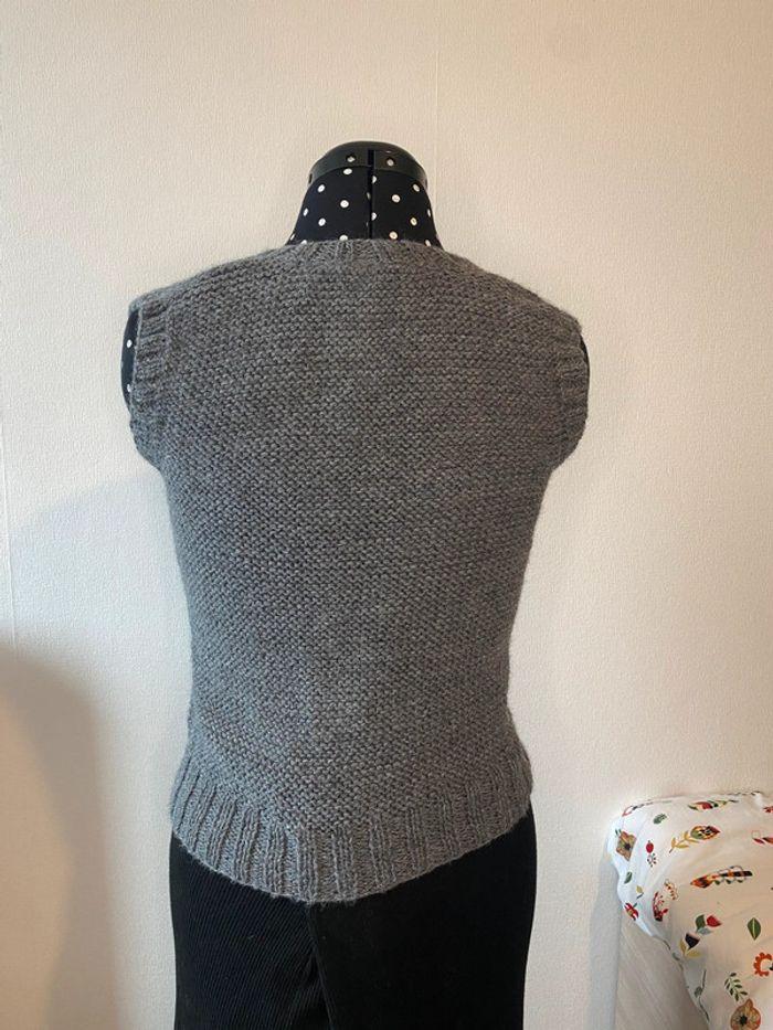 Pull en laine sans manches gris uni taille XS / 34 - photo numéro 3