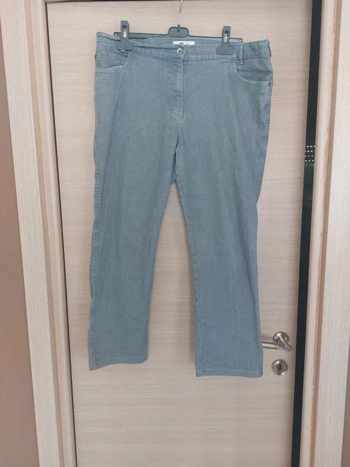 Jeans gris  elastique taille partielle grande taille - photo numéro 1