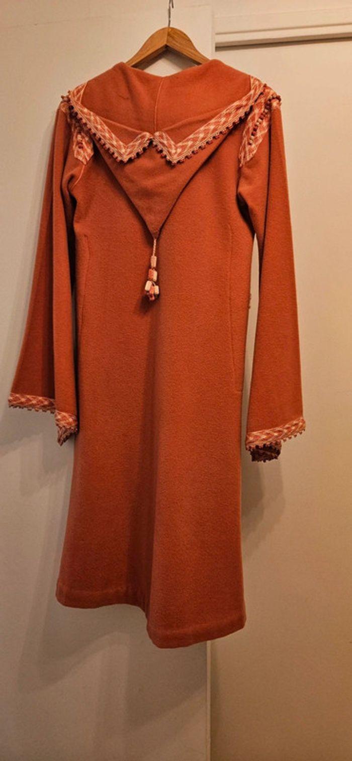 Robe Djellaba Marocaine, cintrée, évasée, en cachemir taille 36, faite main. Avec écharpe - photo numéro 9