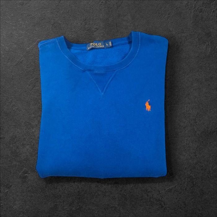 Sweat Crewneck Polo Ralph Lauren Taille L Bleu Logo Brodé Superbe état - photo numéro 2