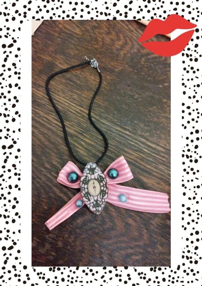 Collier necklace ruban bow rose lolita y2k - photo numéro 9