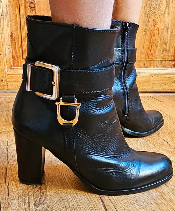 Bottines Minelli cuir cuero noir black 37 - photo numéro 1