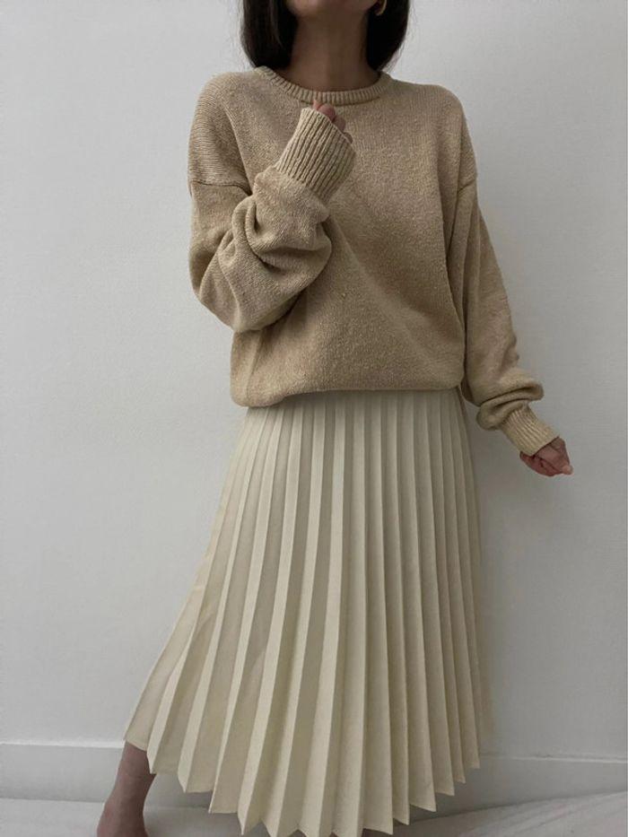 Oversized pull long beige soie et coton - photo numéro 12