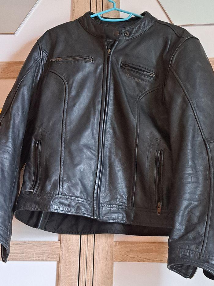 Veste de moto avec protection et dorsal en cuir véritable soubirac - photo numéro 2