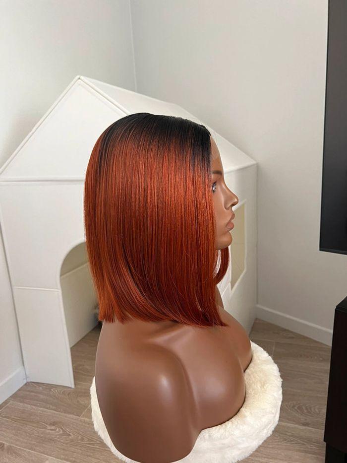 Perruque bob lace front 2 tons rousse noire - photo numéro 12