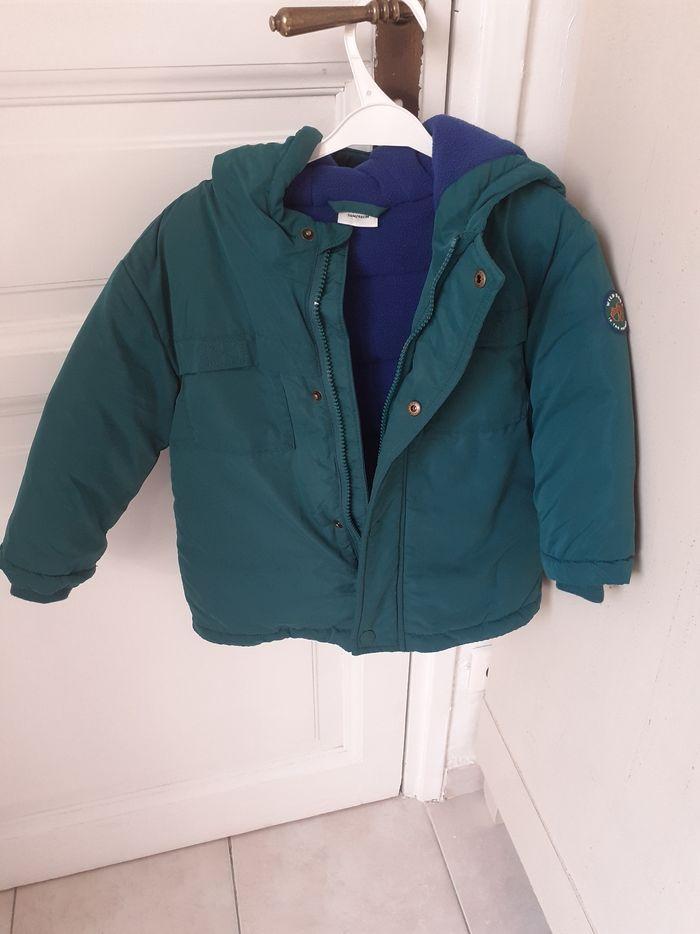 Parka hiver garçon 3 ans- vert intérieur bleu - photo numéro 1