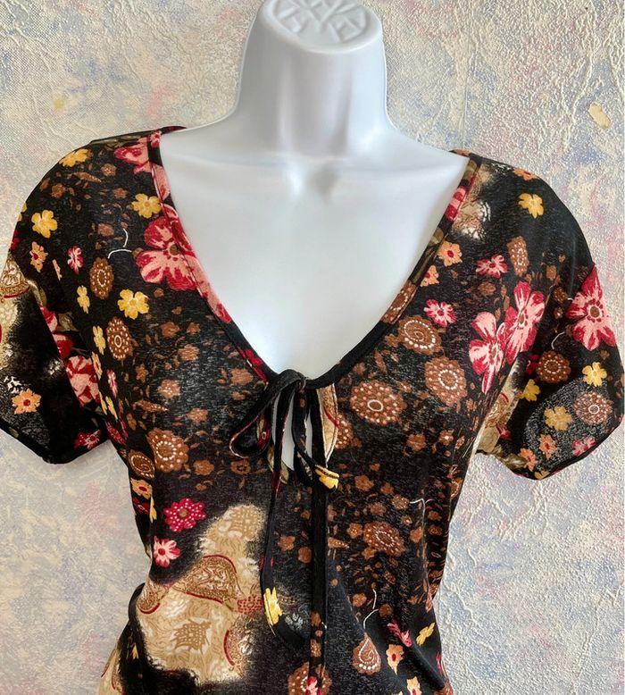 Top flowered V neck vintage y2k XL/XXL - photo numéro 4