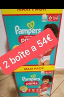 2 boîte de couche Pampers taille 6 a 54€