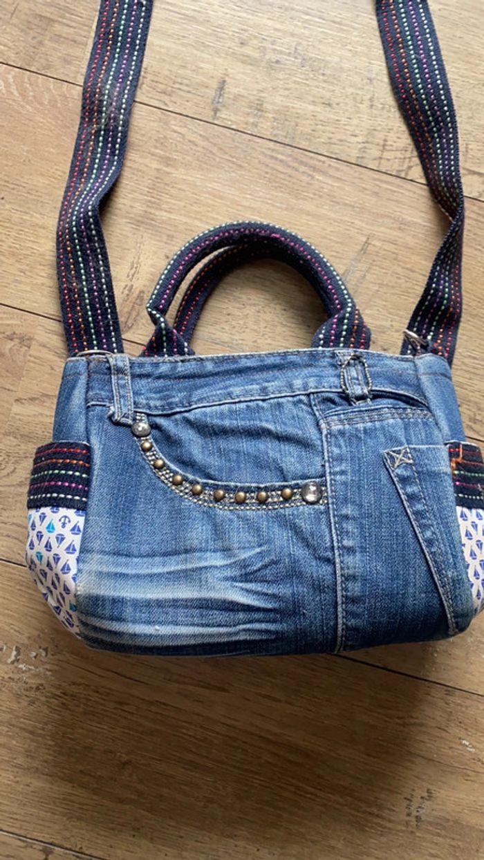 Sac y2k en jean et tissu fait à partir d’un vrai pantalon - photo numéro 2