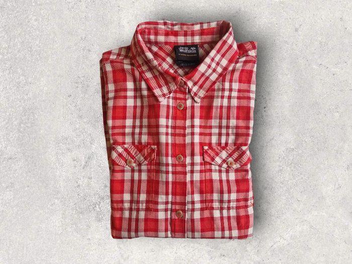 Chemise cintrée a manches longues et carreaux rouge Jack Wolfskin femme taille M - photo numéro 1