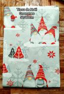 Tissu Coton de Noël Gnomes Gris Rouge