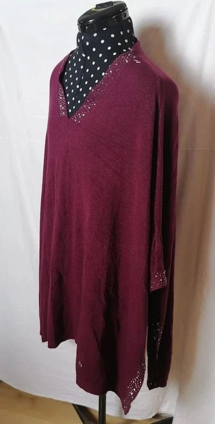 Poncho / cape / pull léger bordeaux strass Neuf - photo numéro 3