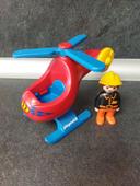 Hélicoptère pompier et personnage playmobil 123