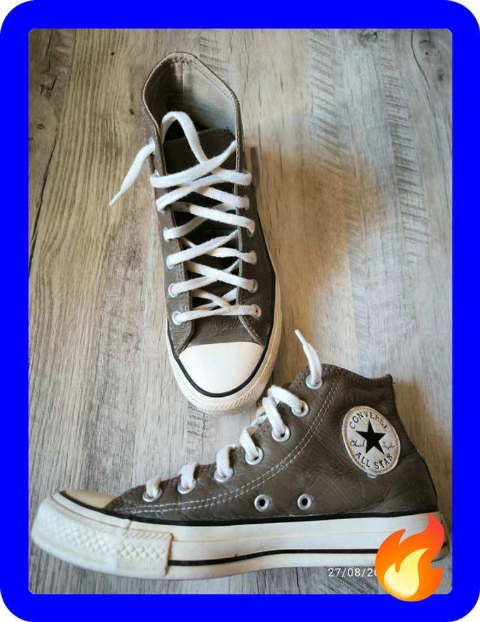 Basket   Converse en cuir gris foncé pointure 37 - photo numéro 1