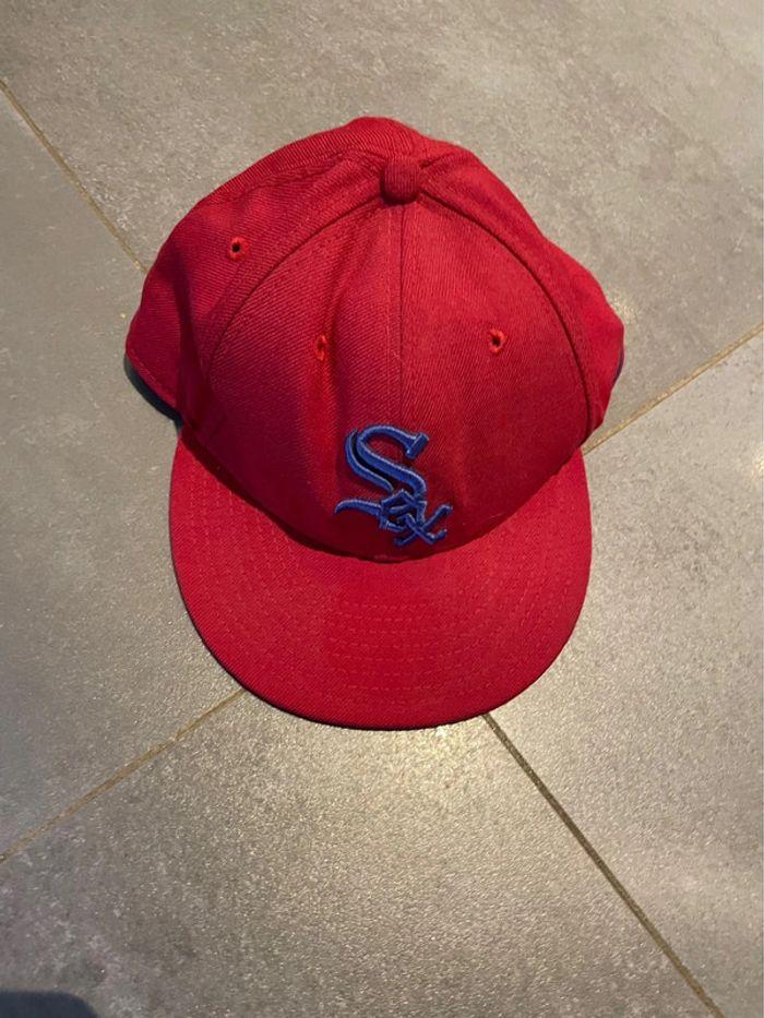 Casquette US rouge et bleu marine 59FIFTY Fitted Chicago White Sox New Era taille 7 1/4 57 - photo numéro 1