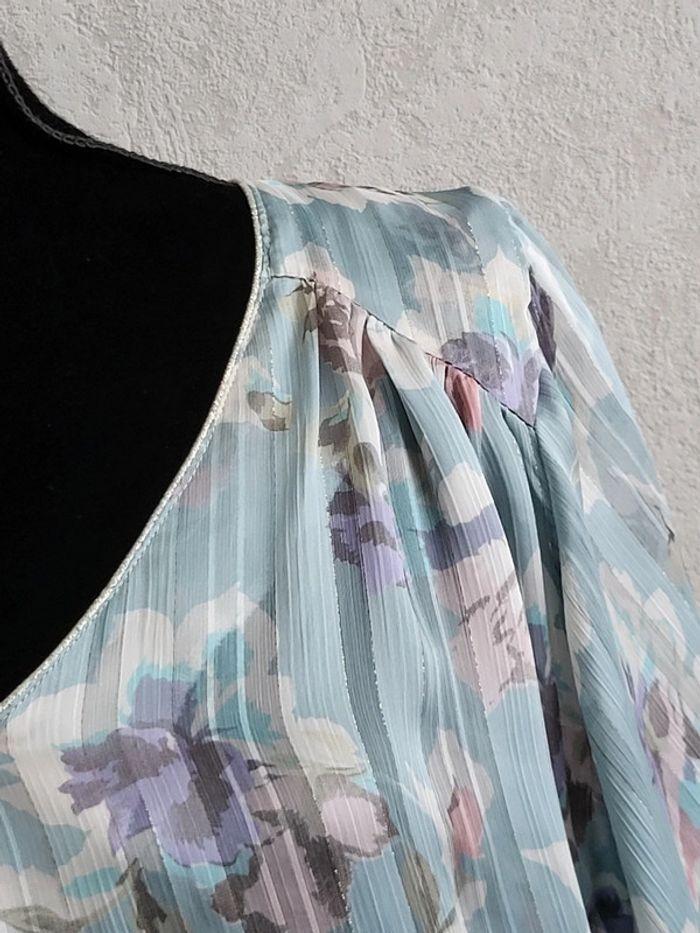 Blouse voile fleuri menthe aquarelle lady lol taille 48 - photo numéro 3