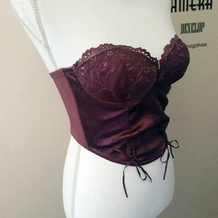 Lingerie bustier corset satin et dentelle prune Les dessous d’ Angel - photo numéro 8