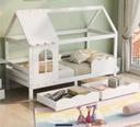 Lit cabane enfant 90x200 blanc