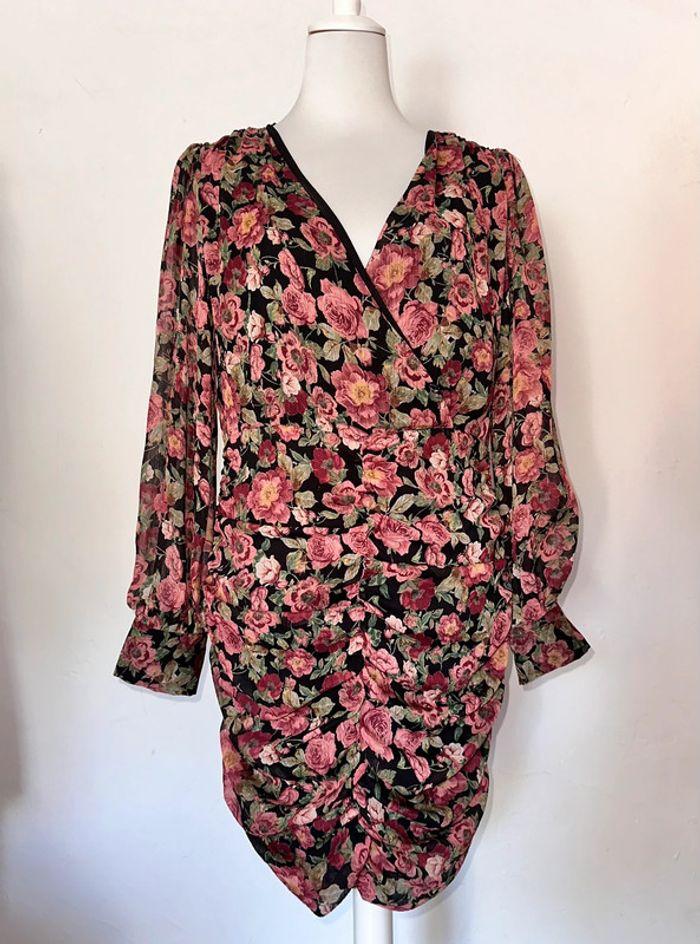 Robe drapée motif floral Mango taille 40 - photo numéro 1