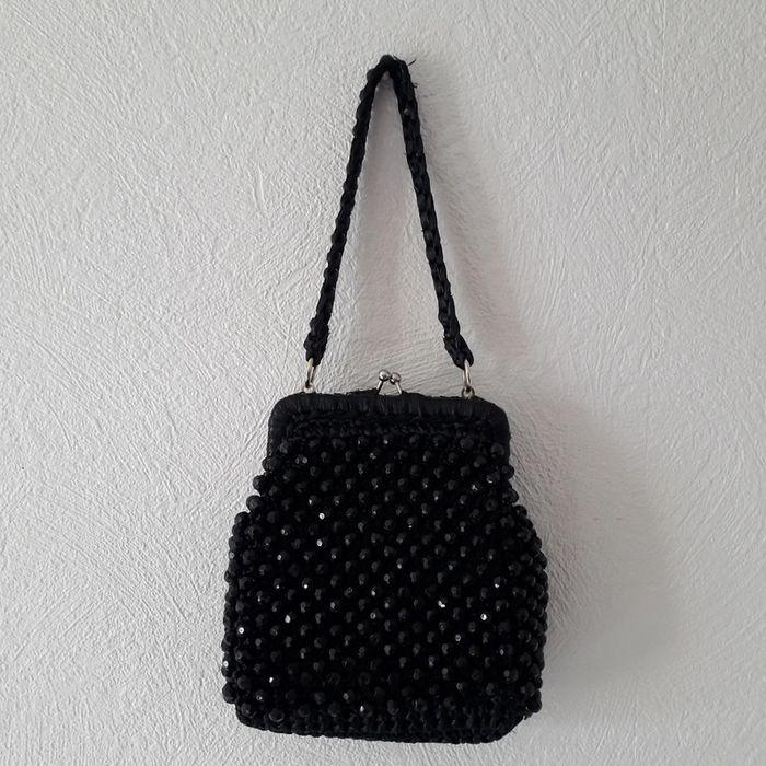 Minaudière vintage perles noires - photo numéro 4