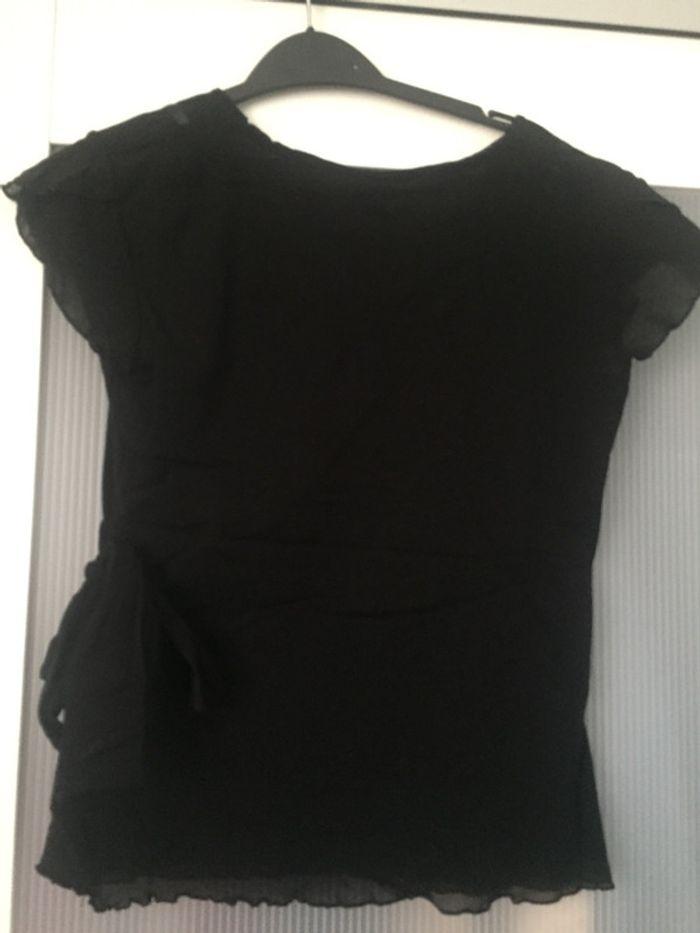 Blouse noire col V avec noeud sur le côté H&M - photo numéro 2