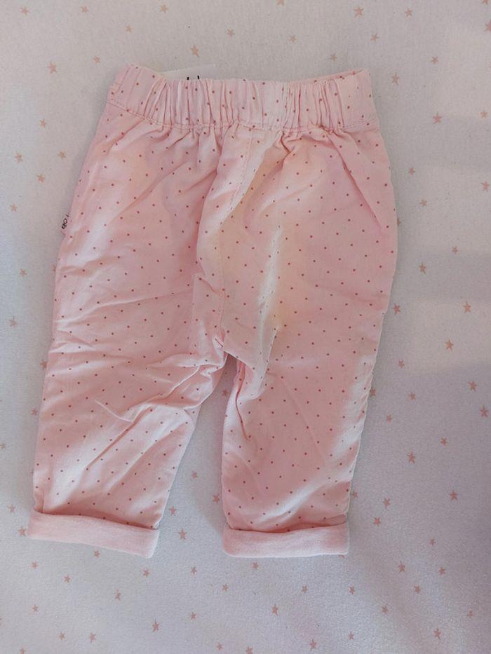 pantalon velours rose a pois neuf 6 mois - photo numéro 3