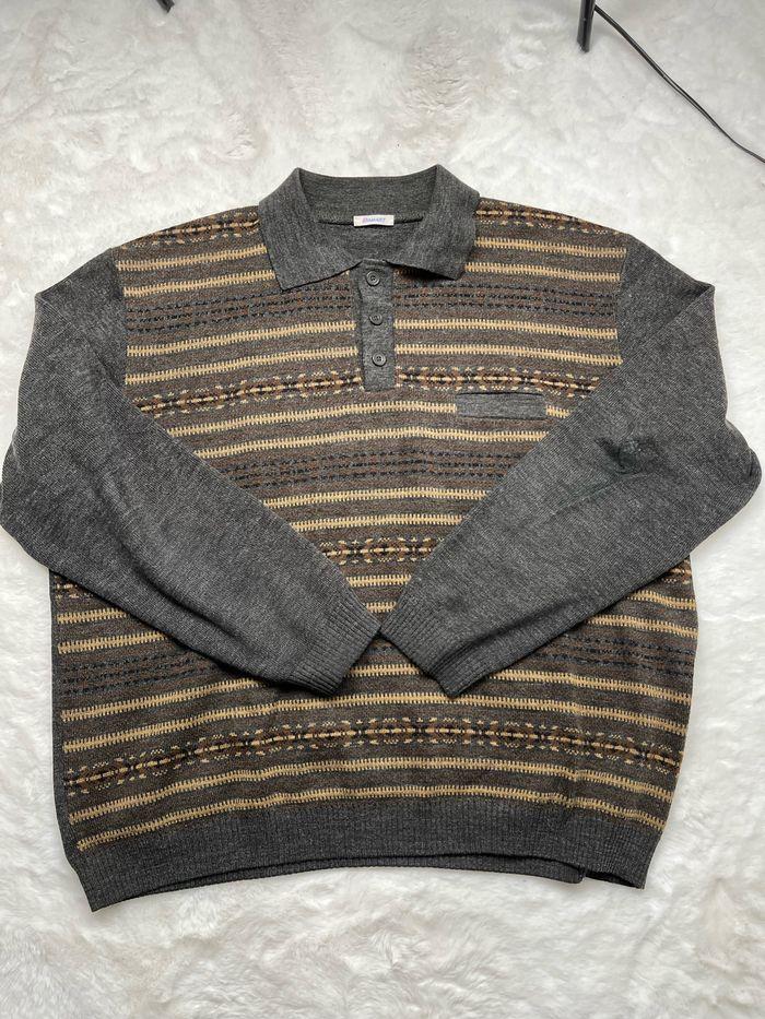 Pull vintage avec motif en laine marron taille XXXL - photo numéro 6