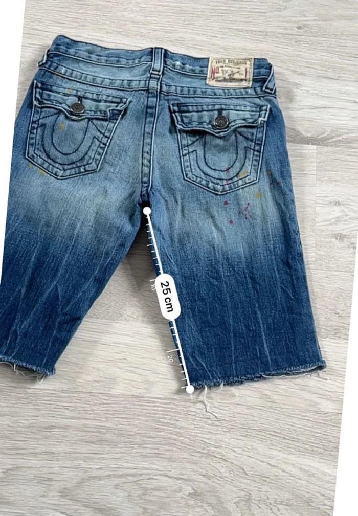 🩳 Short vintage brodé en jean True Religion Bleu Taille XS 🩳 - photo numéro 5