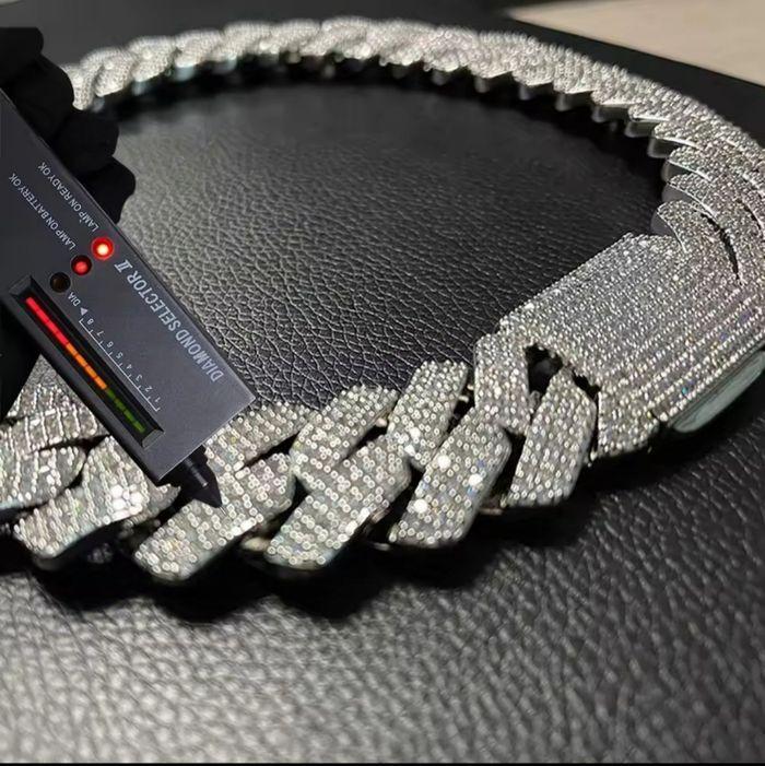 Collier cubain personnalisé en argent regardé S925 pour homme, Hip Hop, Moissanite, Link JOoptics, Miami, VVS,25mm - photo numéro 2