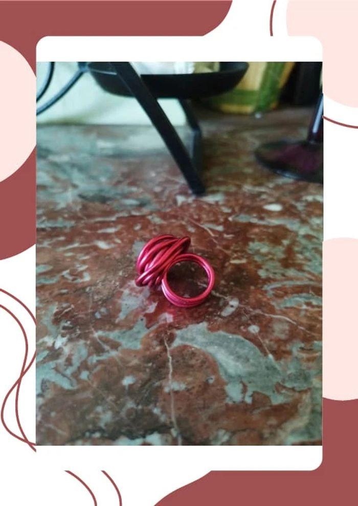 Bague rouge tressée forme de rose 15,3 mm - photo numéro 6