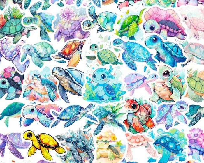 Lot 50 Stickers autocollants Tortue