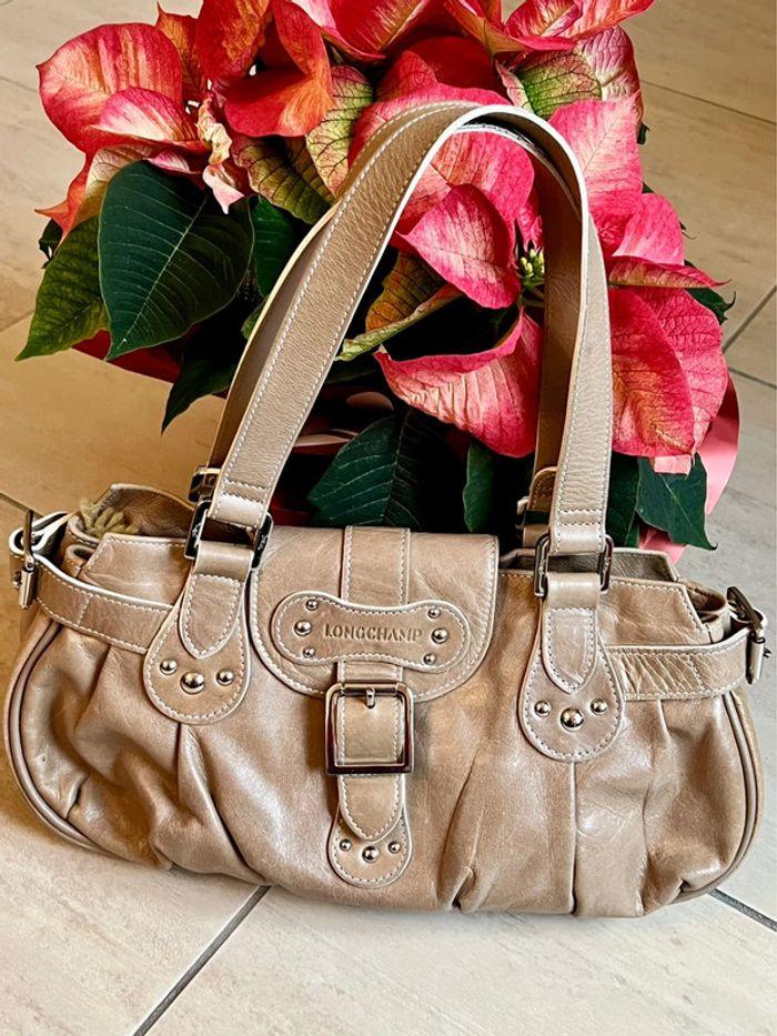 Sac Longchamp en cuir beige - photo numéro 1